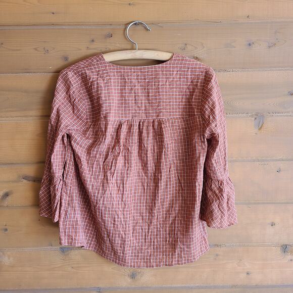 Madewell Veranda Bell Sleeve Button Front Blouse Boho Cottagecore XS Top Shirt - Picture 3 of 5